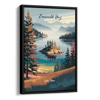 Lake Tahoe Emerald Bay View Side - Black Canvas Wall Art