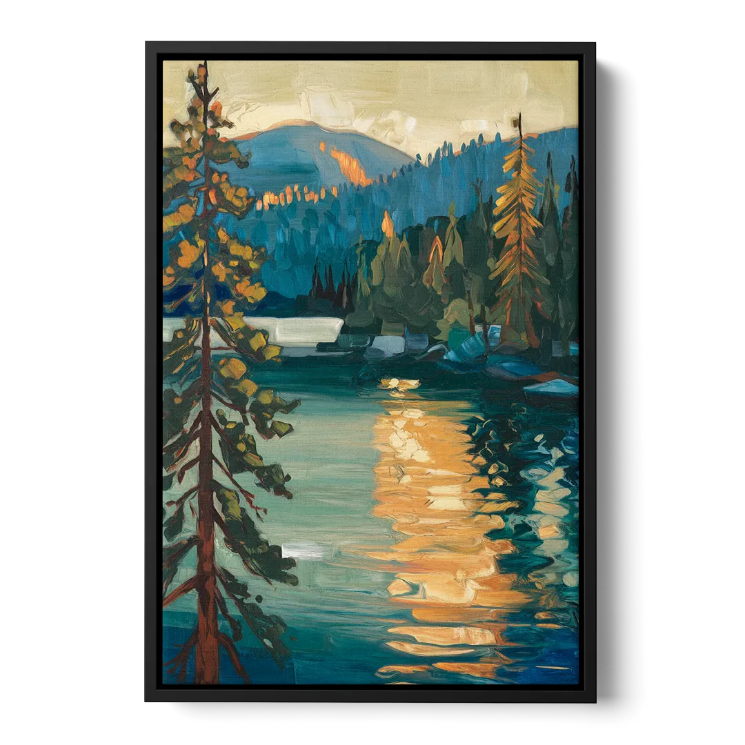 Lake Tahoe Forest Horizon Front - Black Canvas Wall Art