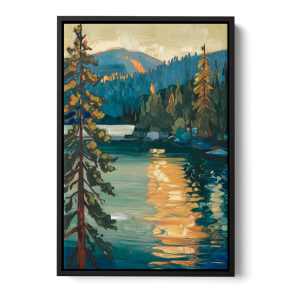Lake Tahoe Forest Horizon Front - Black Canvas Wall Art