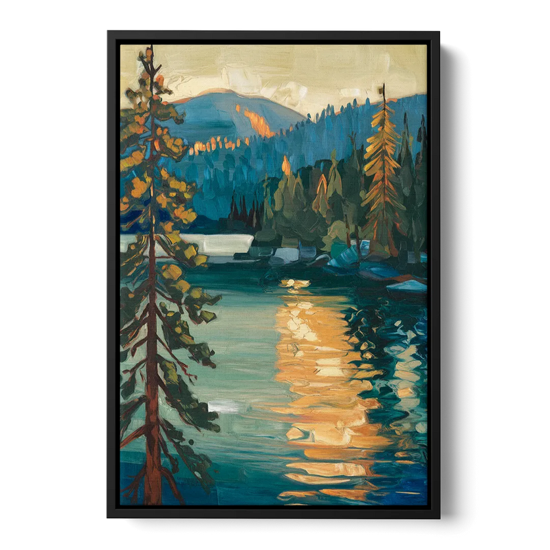 Lake Tahoe Forest Horizon Front - Black Canvas Wall Art