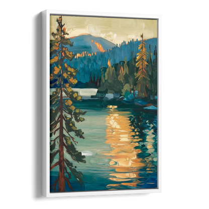 Lake Tahoe Forest Horizon Side - White Canvas Wall Art