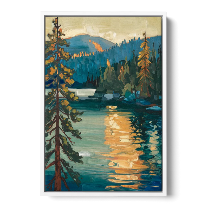 Lake Tahoe Forest Horizon Front - White Canvas Wall Art
