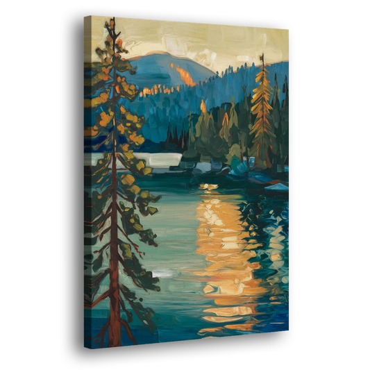 Lake Tahoe Forest Horizon Side - Canvas Wall Art