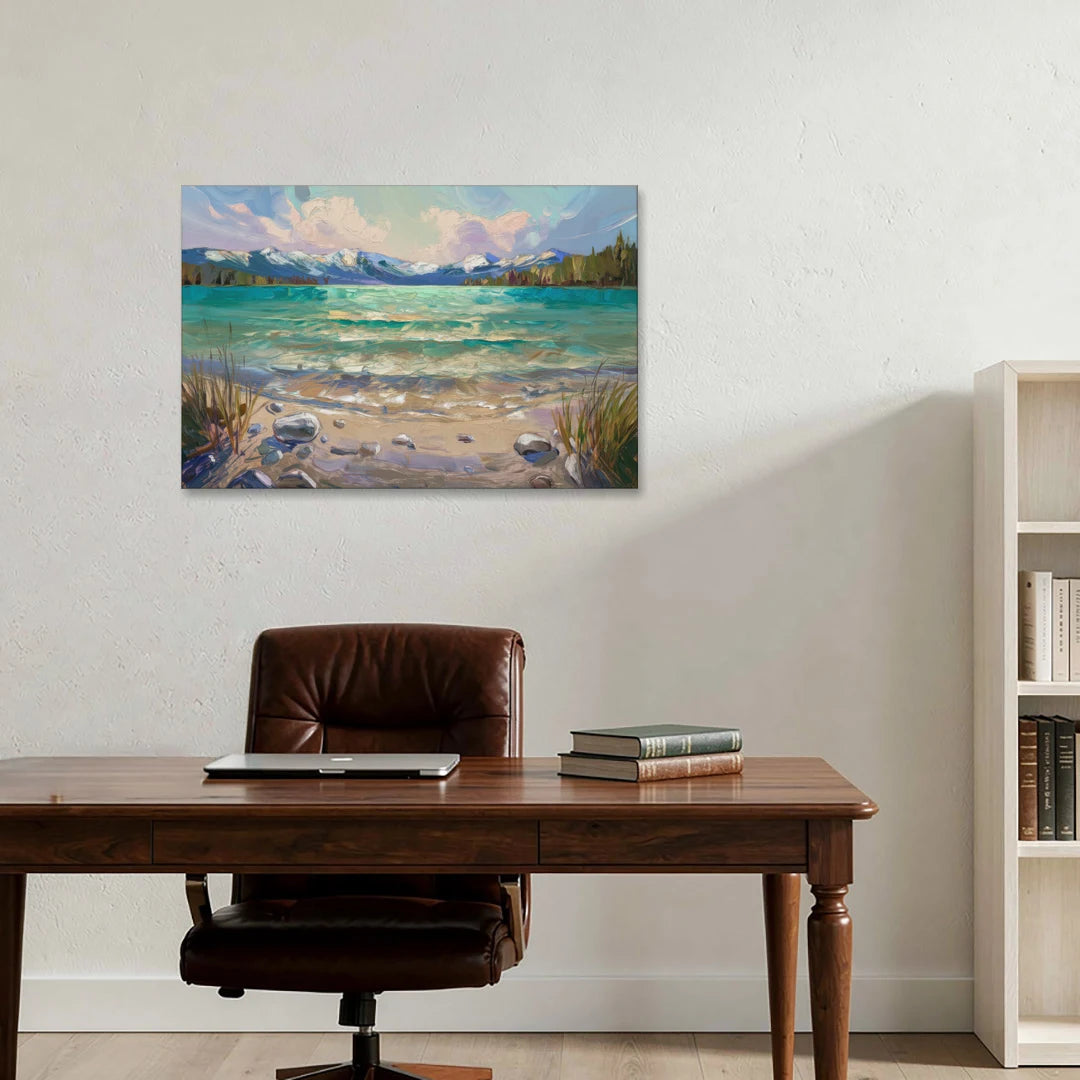 Lake Tahoe Mountain Serenity - Canvas Wall Art - Office - 36x24