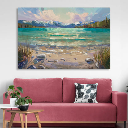 Lake Tahoe Mountain Serenity Living Room - Canvas Wall Art