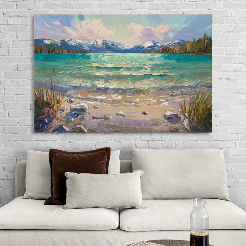 Lake Tahoe Mountain Serenity Sitting Room - Canvas Wall Art