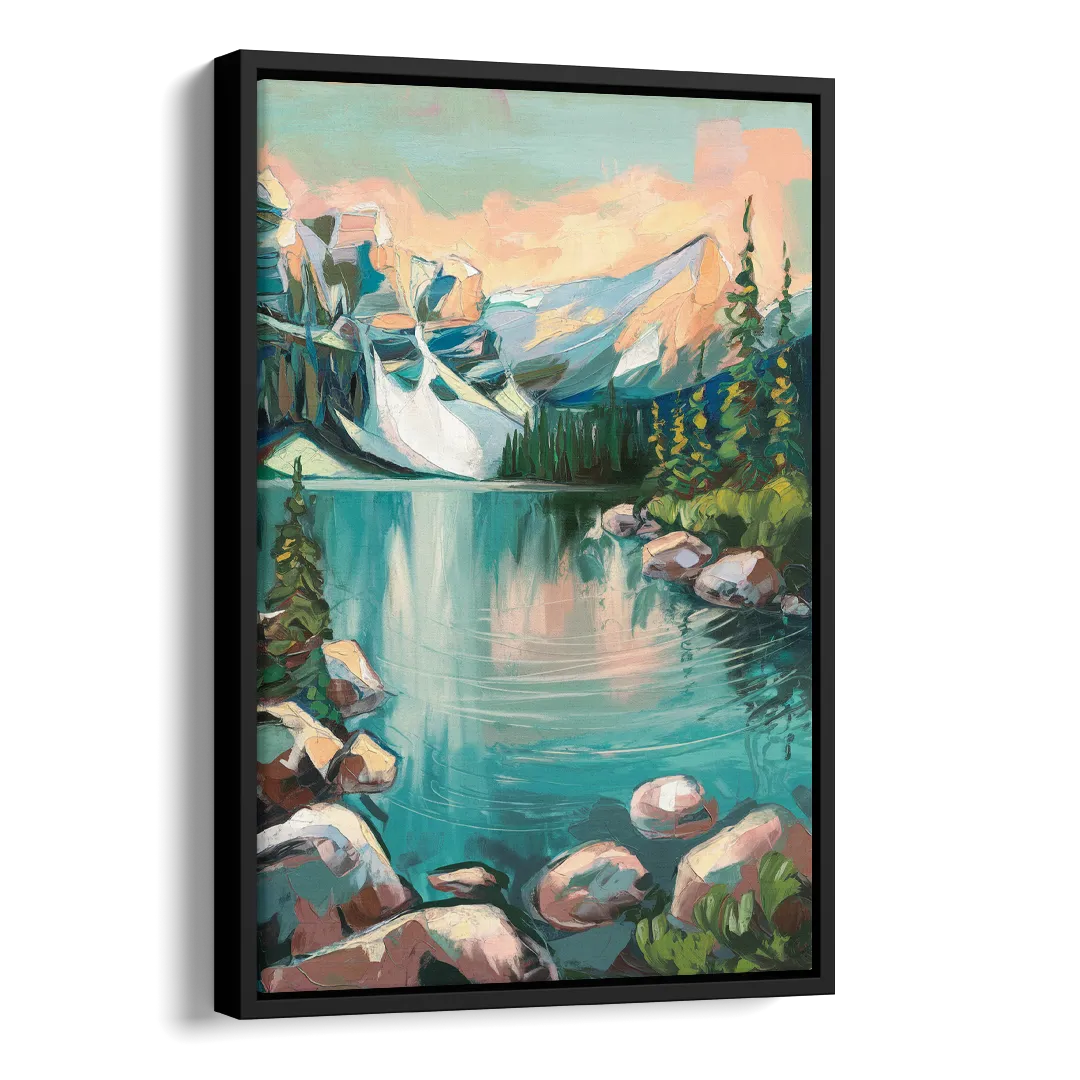 Lake Tahoe Scenic Panorama Side - Black Canvas Wall Art