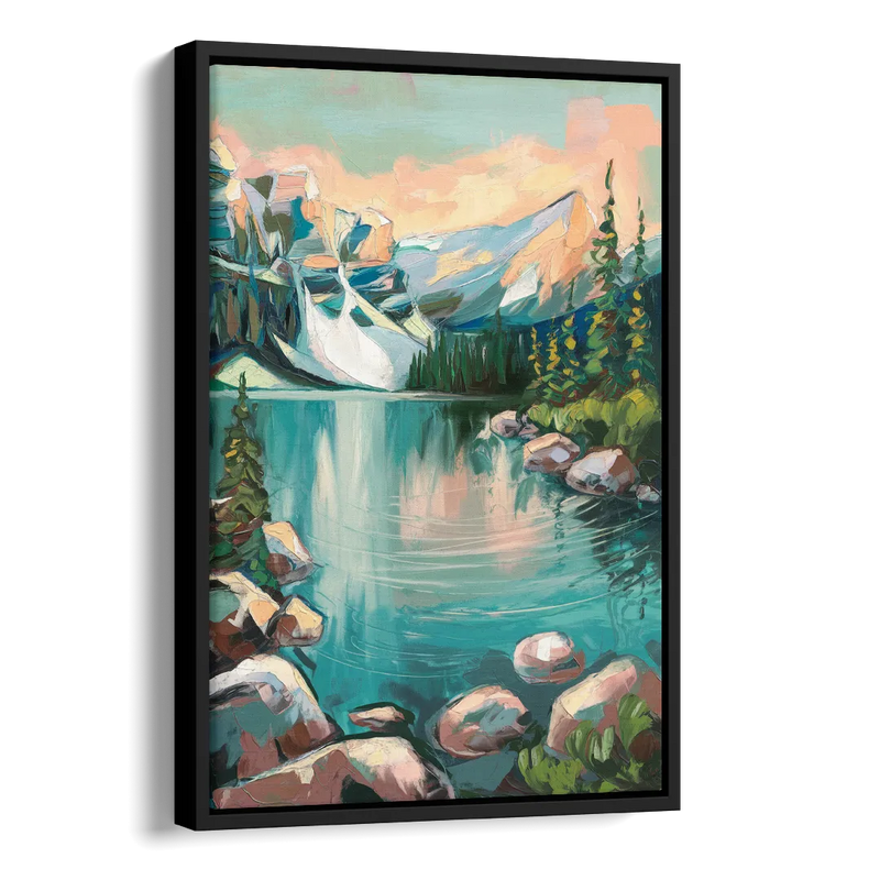 Lake Tahoe Scenic Panorama Side - Black Canvas Wall Art