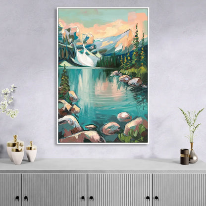 Lake Tahoe Scenic Panorama Sitting Room - White Canvas Wall Art