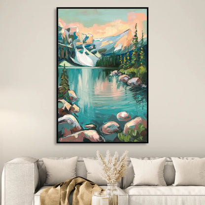 Lake Tahoe Scenic Panorama Sitting Room - Black Canvas Wall Art