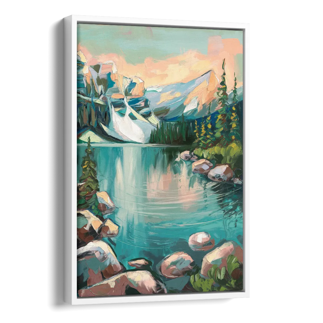 Lake Tahoe Scenic Panorama Side - White Canvas Wall Art