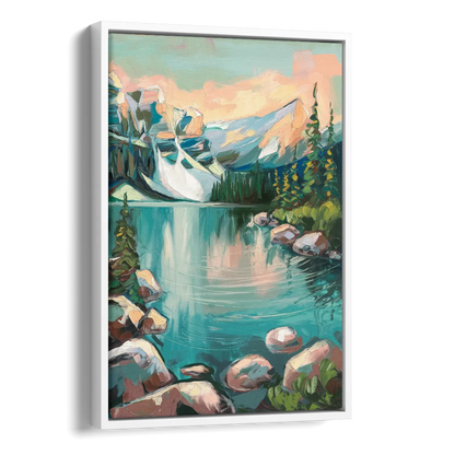 Lake Tahoe Scenic Panorama Side - White Canvas Wall Art