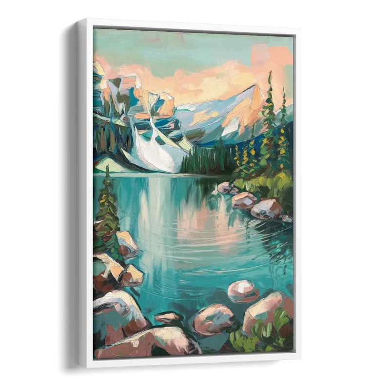 Lake Tahoe Scenic Panorama Side - White Canvas Wall Art