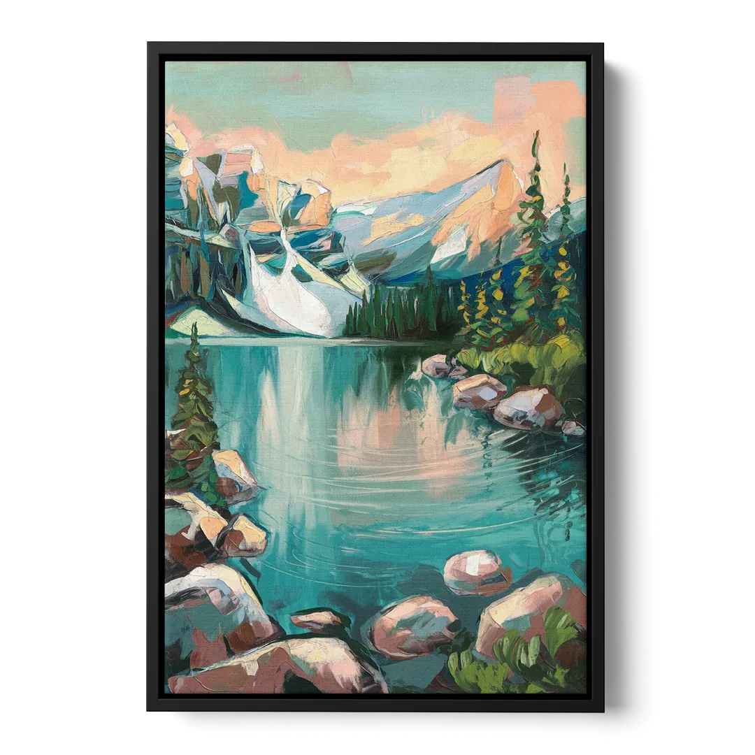 Lake Tahoe Scenic Panorama Front - Black Canvas Wall Art