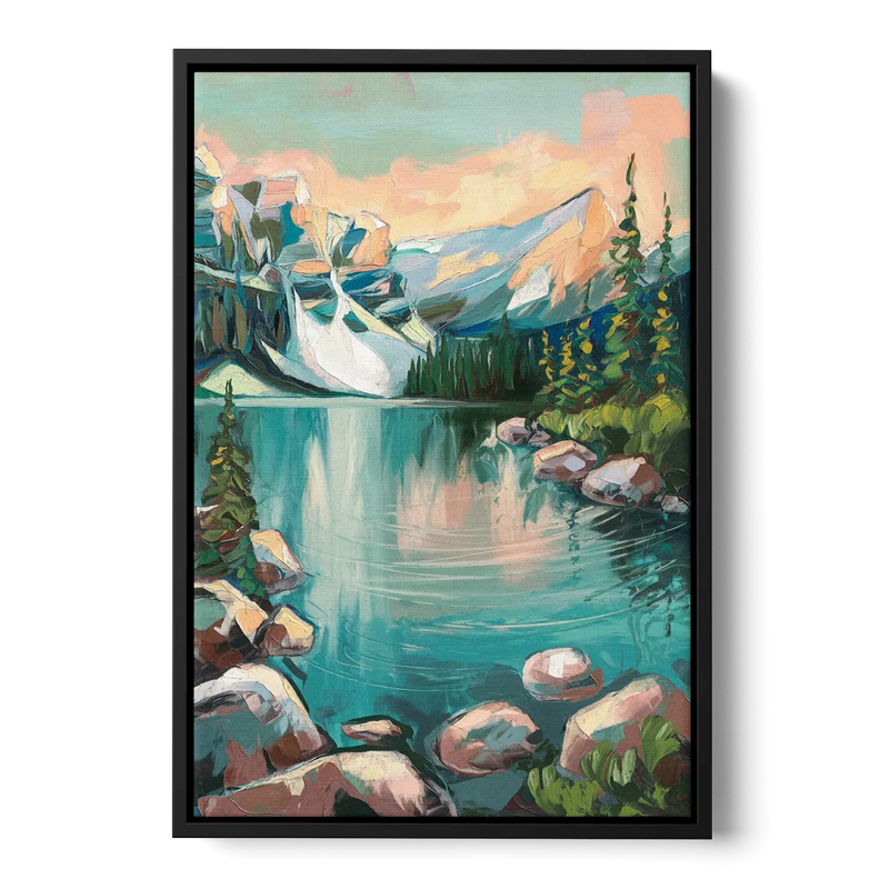 Lake Tahoe Scenic Panorama Front - Black Canvas Wall Art