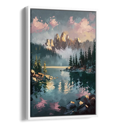 Lake Tahoe Snowy Peaks Side - White Canvas Wall Art
