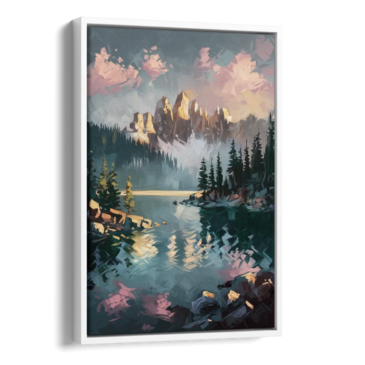 Lake Tahoe Snowy Peaks Side - White Canvas Wall Art