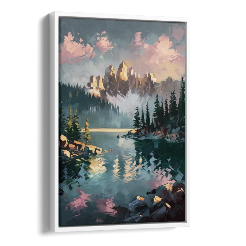 Lake Tahoe Snowy Peaks Side - White Canvas Wall Art
