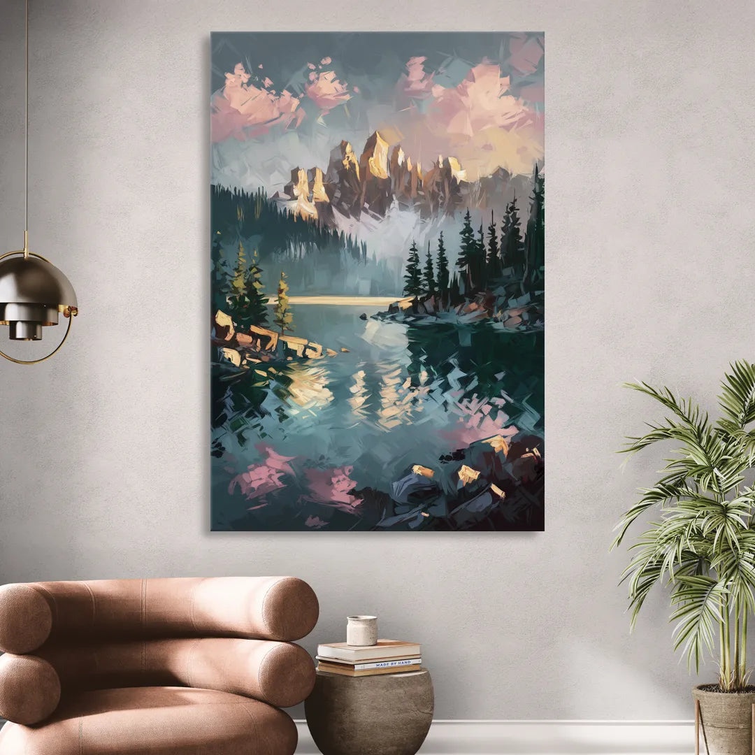 Lake Tahoe Snowy Peaks Sitting Room - Canvas Wall Art