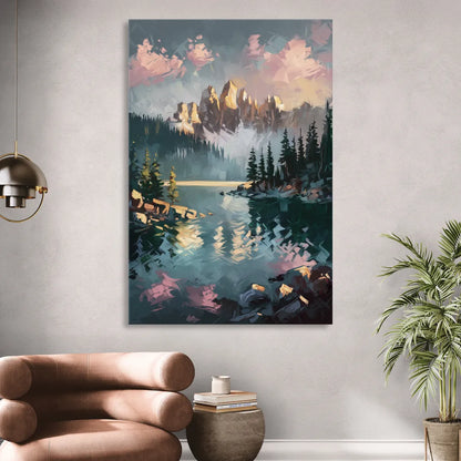 Lake Tahoe Snowy Peaks Sitting Room - Canvas Wall Art