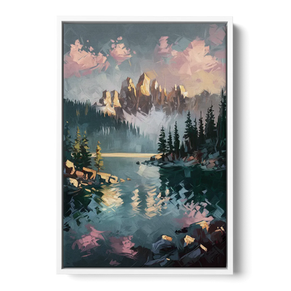 Lake Tahoe Snowy Peaks Front - White Canvas Wall Art