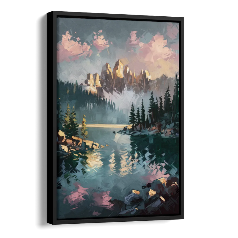 Lake Tahoe Snowy Peaks Side - Black Canvas Wall Art