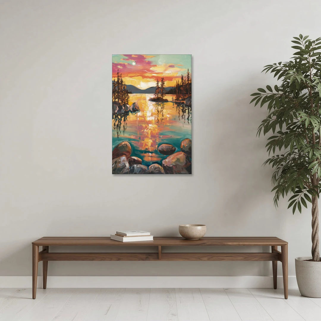 Lake Tahoe Sunset Reflections - Canvas Wall Art - Coffee Table - 24x36