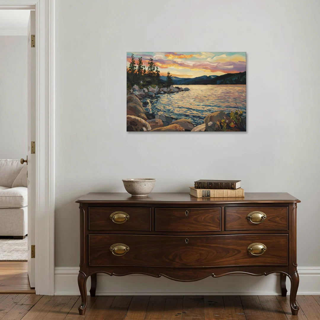 Lake Tahoe Sunset Reflections Serenity - Canvas Wall Art - Coffee Table - 36x24