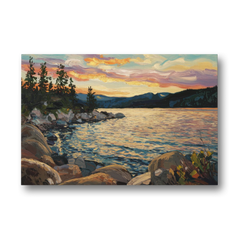 Lake Tahoe Sunset Reflections Serenity - Canvas Wall Art - Front