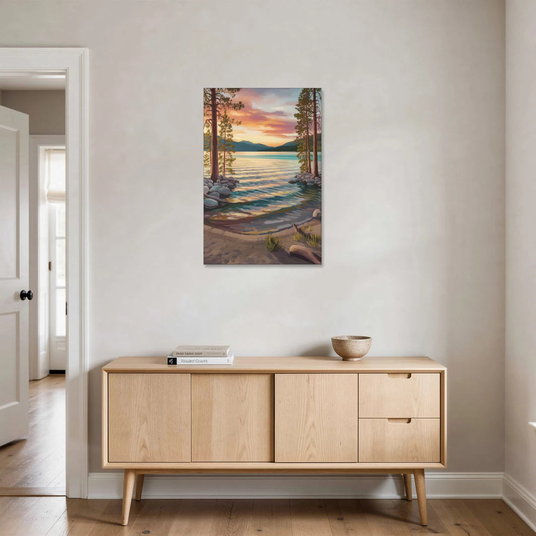Lake Tahoe Tranquil Shoreline - Canvas Wall Art - Coffee Table - 24x36