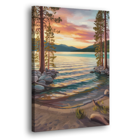 Lake Tahoe Tranquil Shoreline - Canvas Wall Art - Side