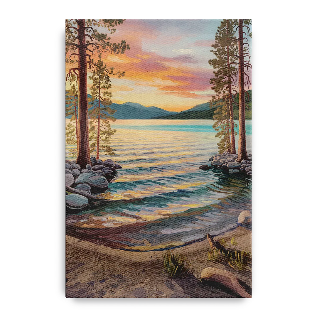 Lake Tahoe Tranquil Shoreline Front - Canvas Wall Art