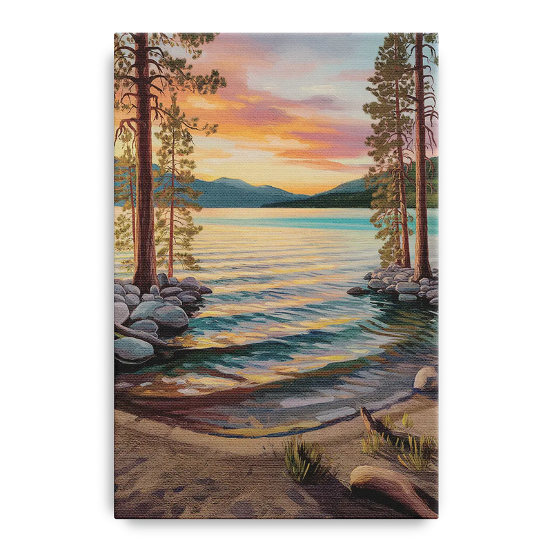 Lake Tahoe Tranquil Shoreline Front - Canvas Wall Art