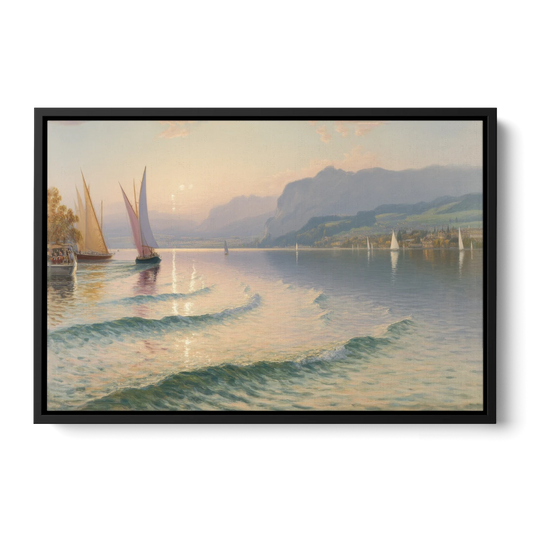 Lake Zurich Vista - Black Framed Canvas Wall Art - Front