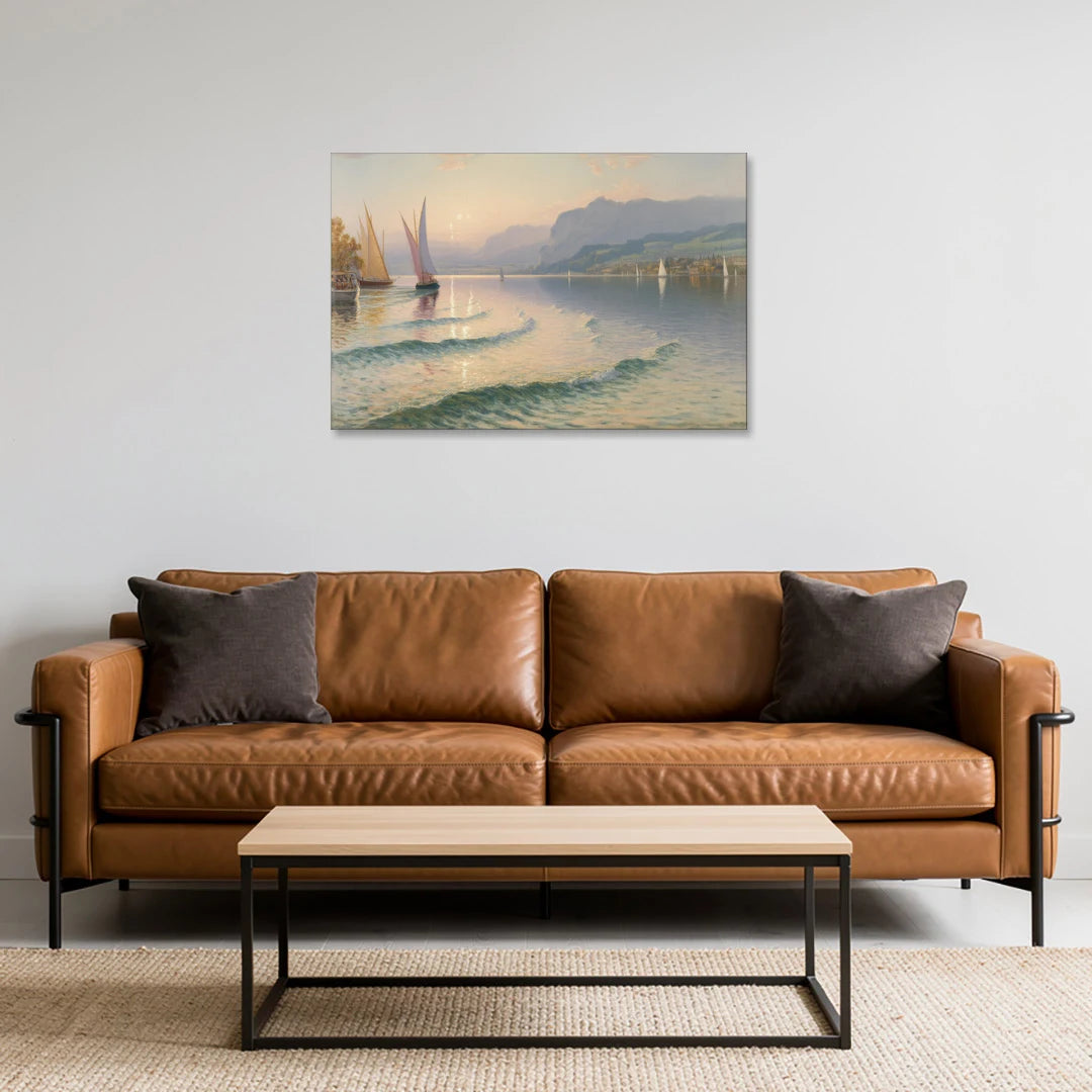 Lake Zurich Vista - Canvas Wall Art - Sofa - 36x24