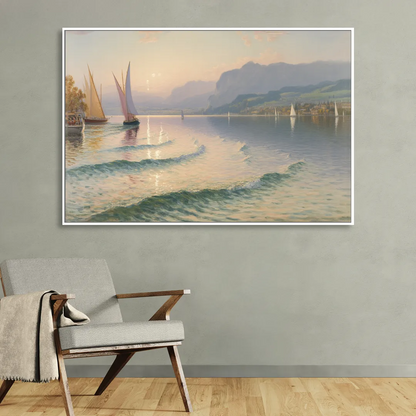 Lake Zurich Vista Sitting Room - White Canvas Wall Art