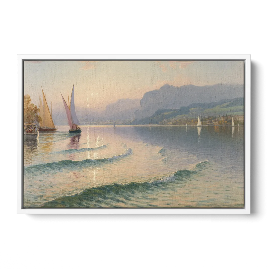 Lake Zurich Vista Front - White Canvas Wall Art