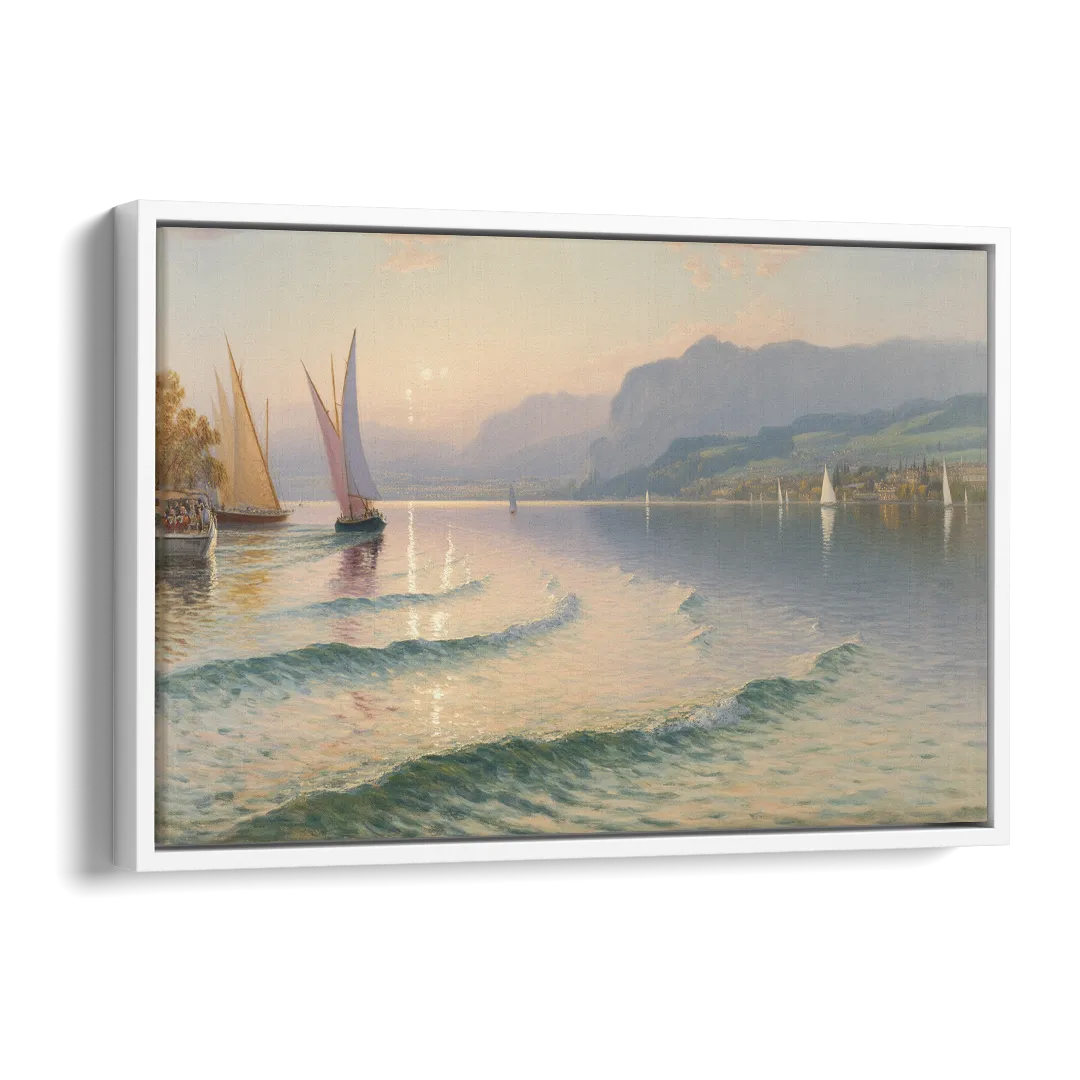 Lake Zurich Vista Side - White Canvas Wall Art