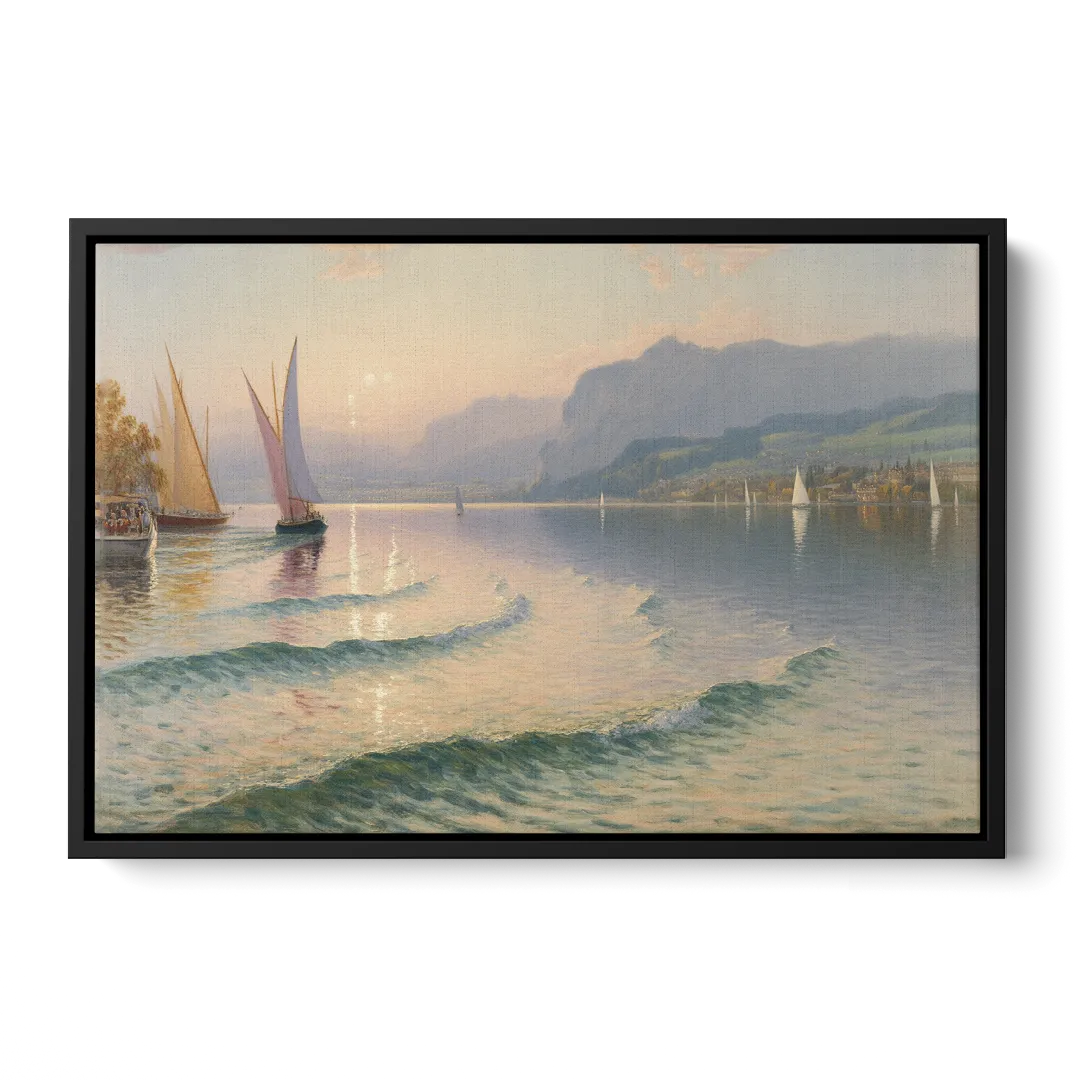 Lake Zurich Vista Front - Black Canvas Wall Art