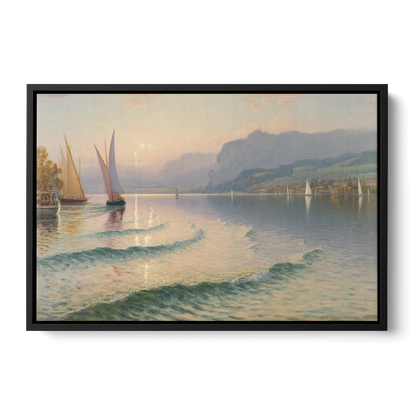 Lake Zurich Vista Front - Black Canvas Wall Art