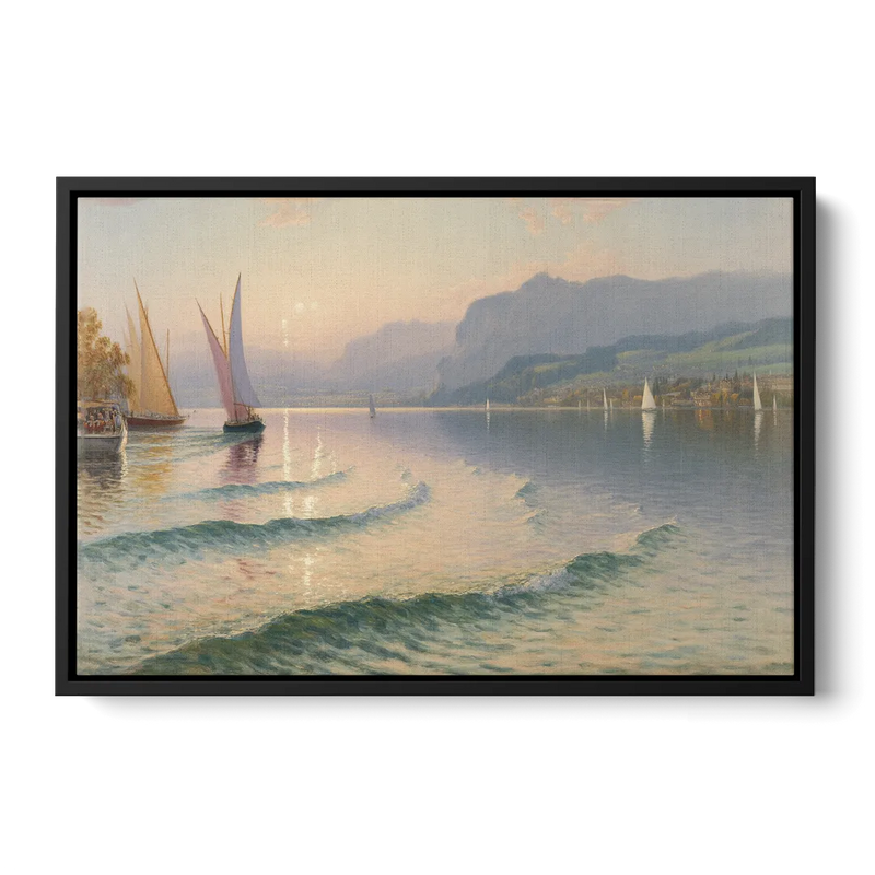 Lake Zurich Vista Front - Black Canvas Wall Art