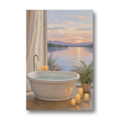 Lakeside Candlelit Soak for the Spa Bathroom - Canvas Wall Art - Front