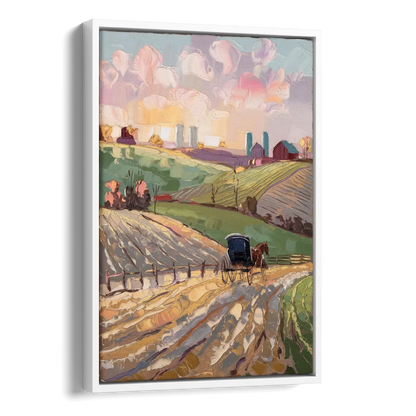 Lancaster Amish Farmlands Side - White Canvas Wall Art