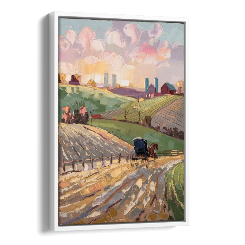 Lancaster Amish Farmlands Side - White Canvas Wall Art