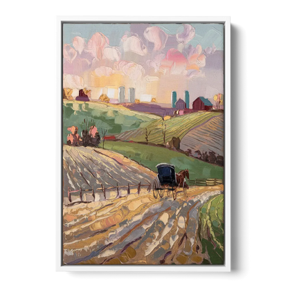 Lancaster Amish Farmlands Front - White Canvas Wall Art