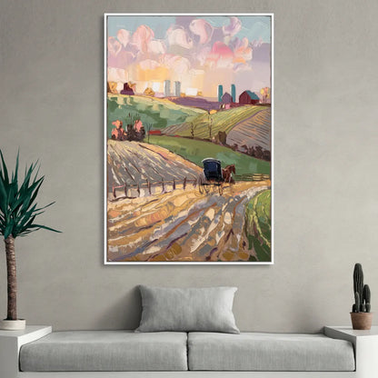 Lancaster Amish Farmlands Living Room - White Canvas Wall Art