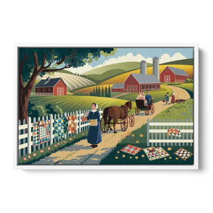 Lancaster Amish Farmlands Experience Front - White Canvas Wall Art