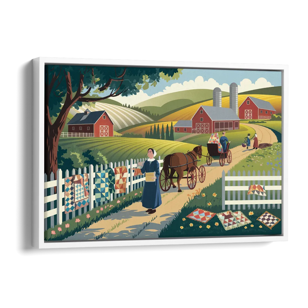 Lancaster Amish Farmlands Experience Side - White Canvas Wall Art