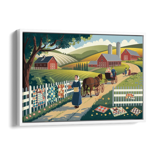Lancaster Amish Farmlands Experience Side - White Canvas Wall Art