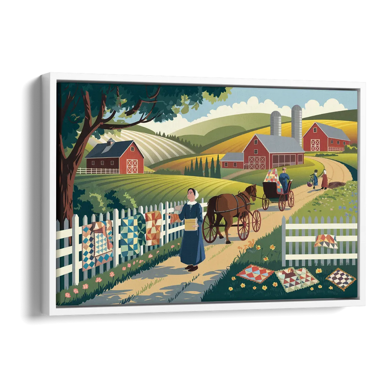 Lancaster Amish Farmlands Experience Side - White Canvas Wall Art